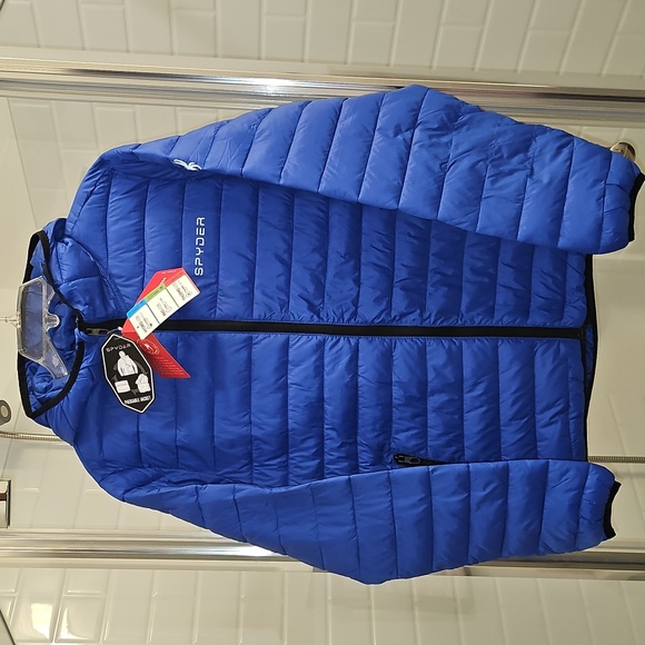 Spyder Other - Spyder Men's Hooded Puffer Packable Jacket In 'Electric Blue'. NWT.